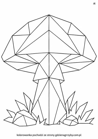 Origami - jeden grzybek - przykładowa kolorowanka