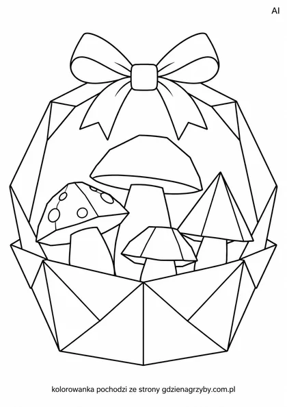 Origami - koszyczek - kolorowanka do druku