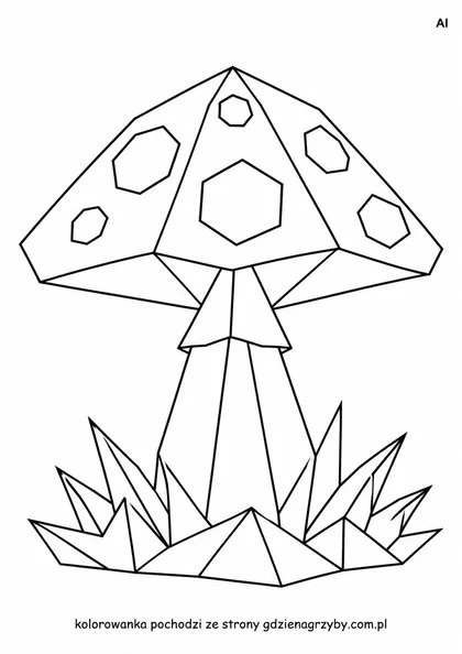 Origami - muchomorek - kolorowanka do druku
