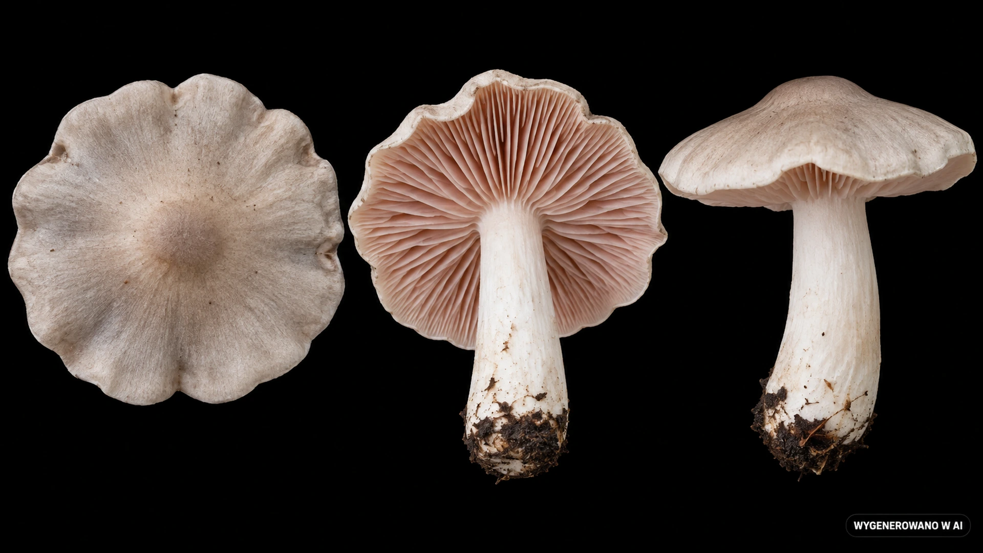 Dzwonkówka trująca (Entoloma sinuatum) na studyjnej planszy cech rozpoznawczych