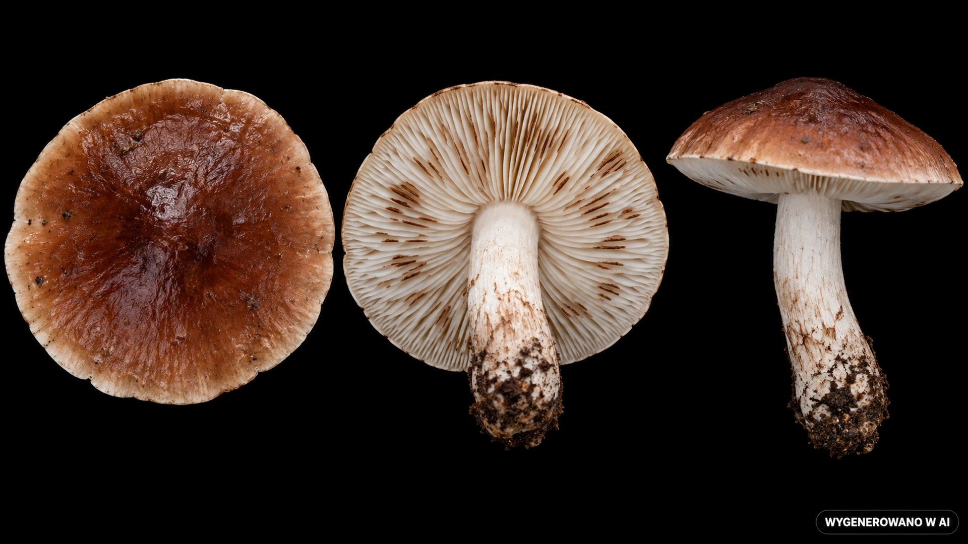Gąska białobrązowa (Tricholoma albobrunneum) na studyjnej planszy cech rozpoznawczych