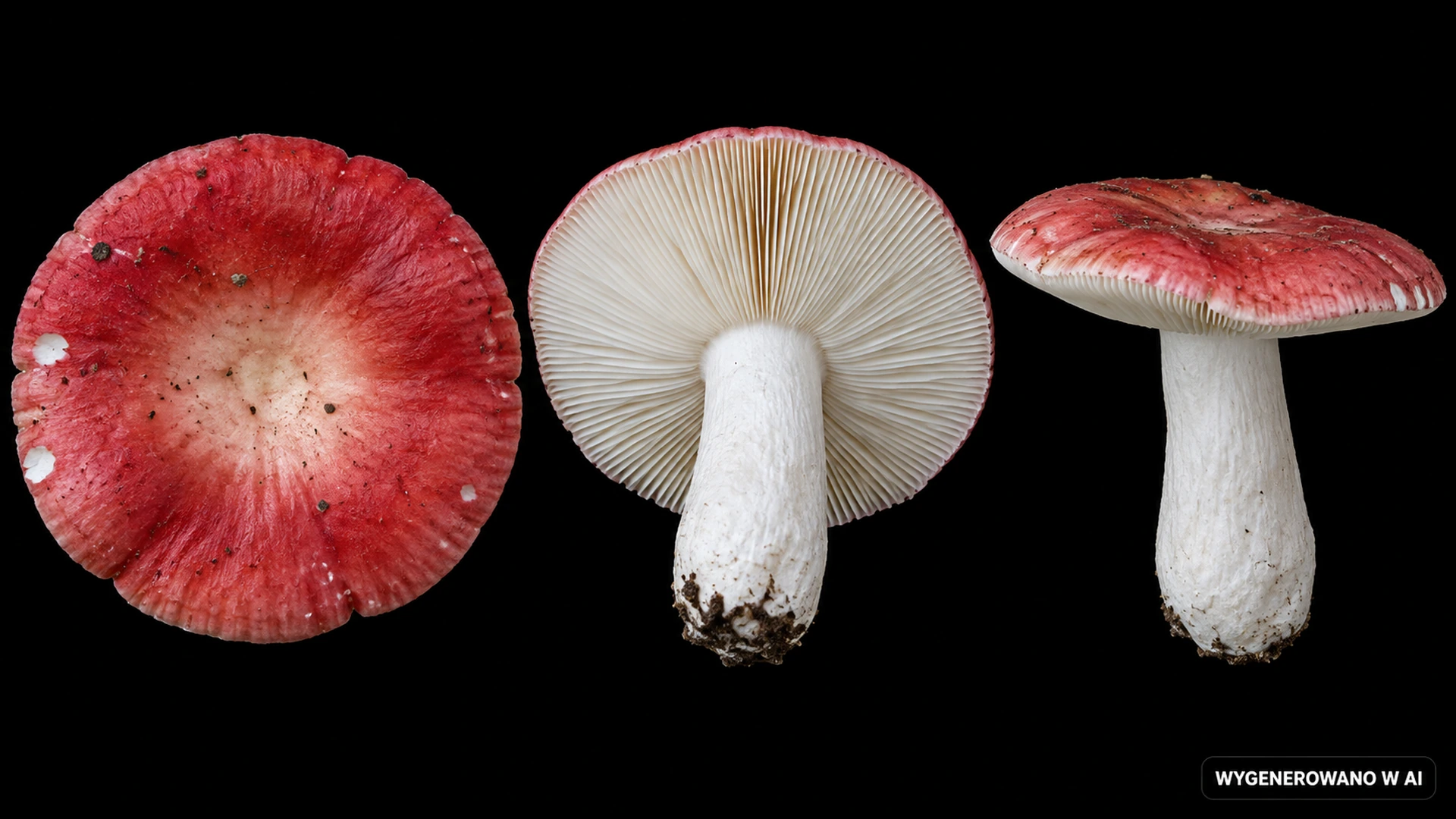 Gołąbek buczynowy (Russula nobilis) na studyjnej planszy cech rozpoznawczych