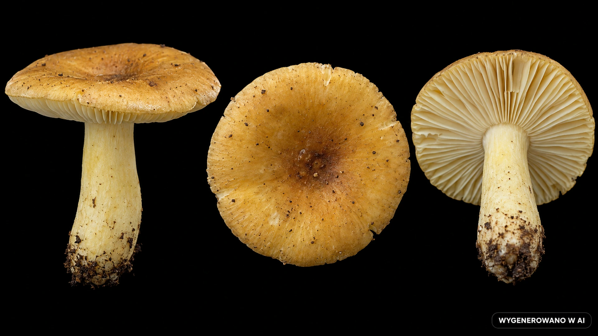 Gołąbek żółciowy (Russula fellea) na studyjnej planszy cech rozpoznawczych