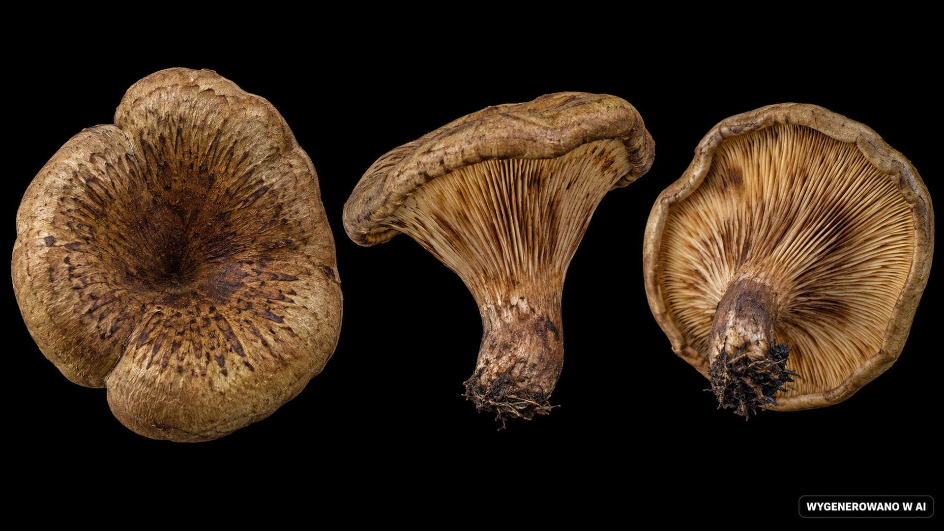 Krowiak olszowy (Paxillus rubicundulus) na studyjnej planszy cech rozpoznawczych