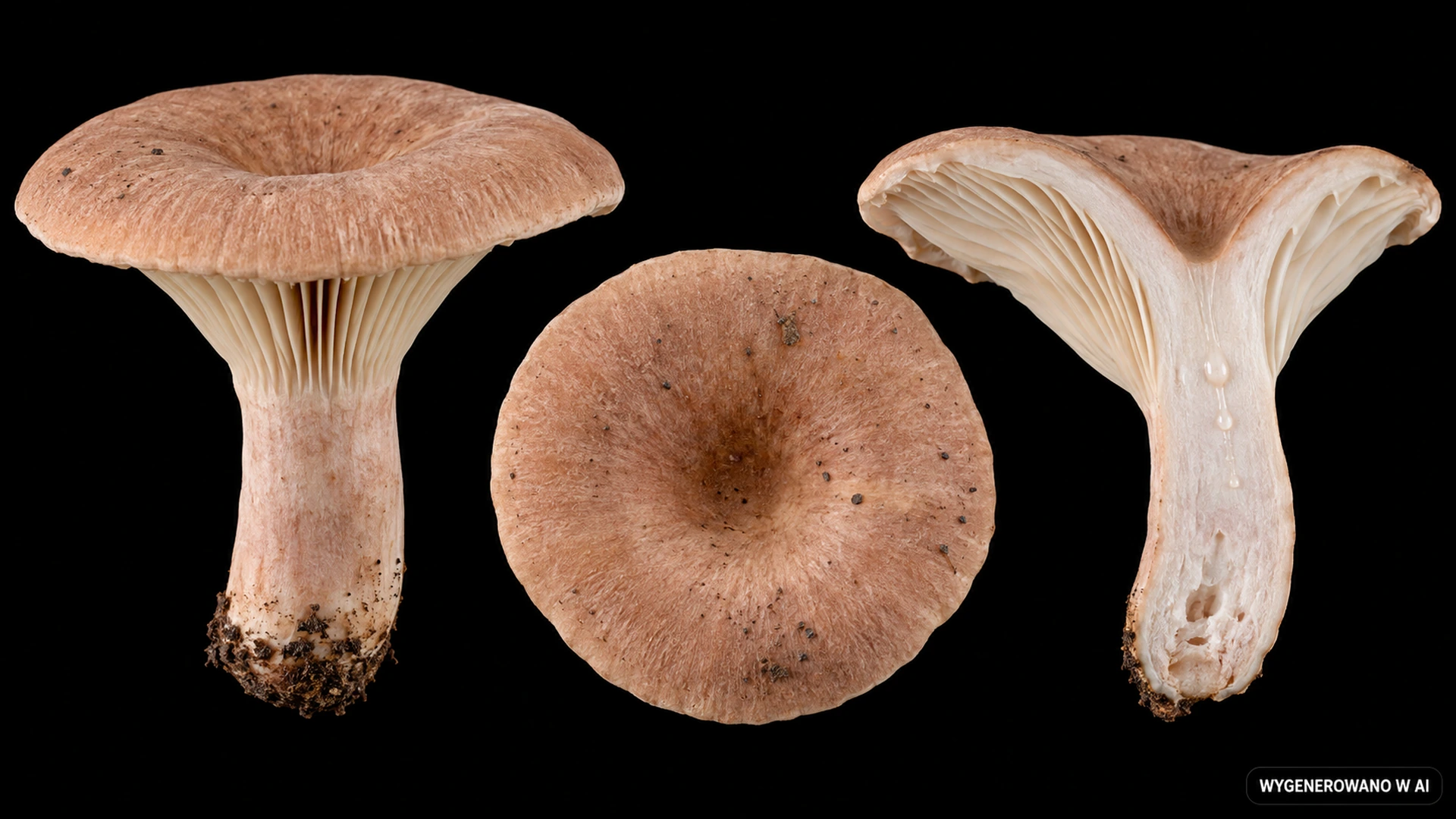 Mleczaj płowy (Lactarius helvus) na studyjnej planszy cech rozpoznawczych