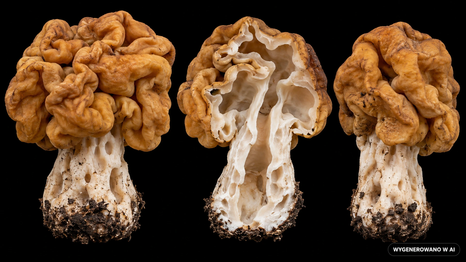 Piestrzenica olbrzymia (Gyromitra gigas) na studyjnej planszy cech rozpoznawczych