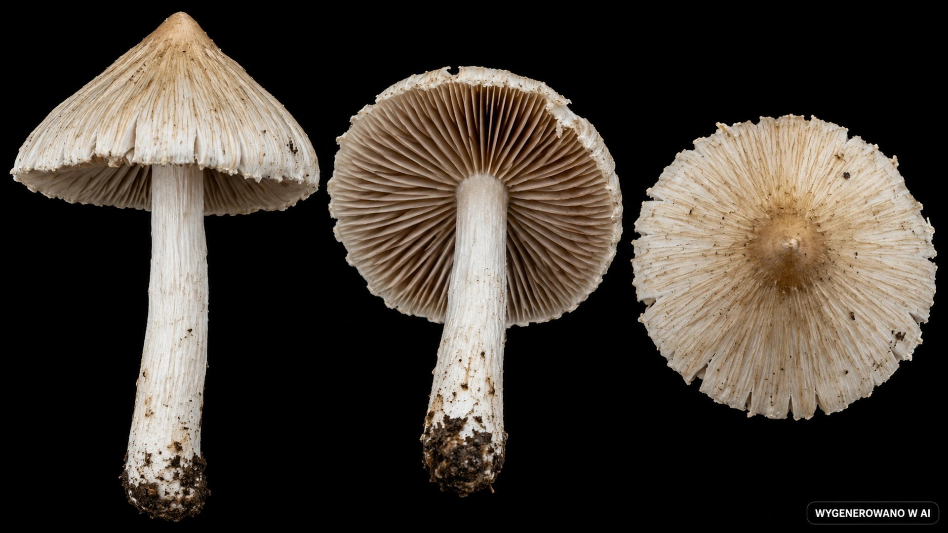 Strzępiak włóknisty (Inocybe fibrosa) na studyjnej planszy cech rozpoznawczych