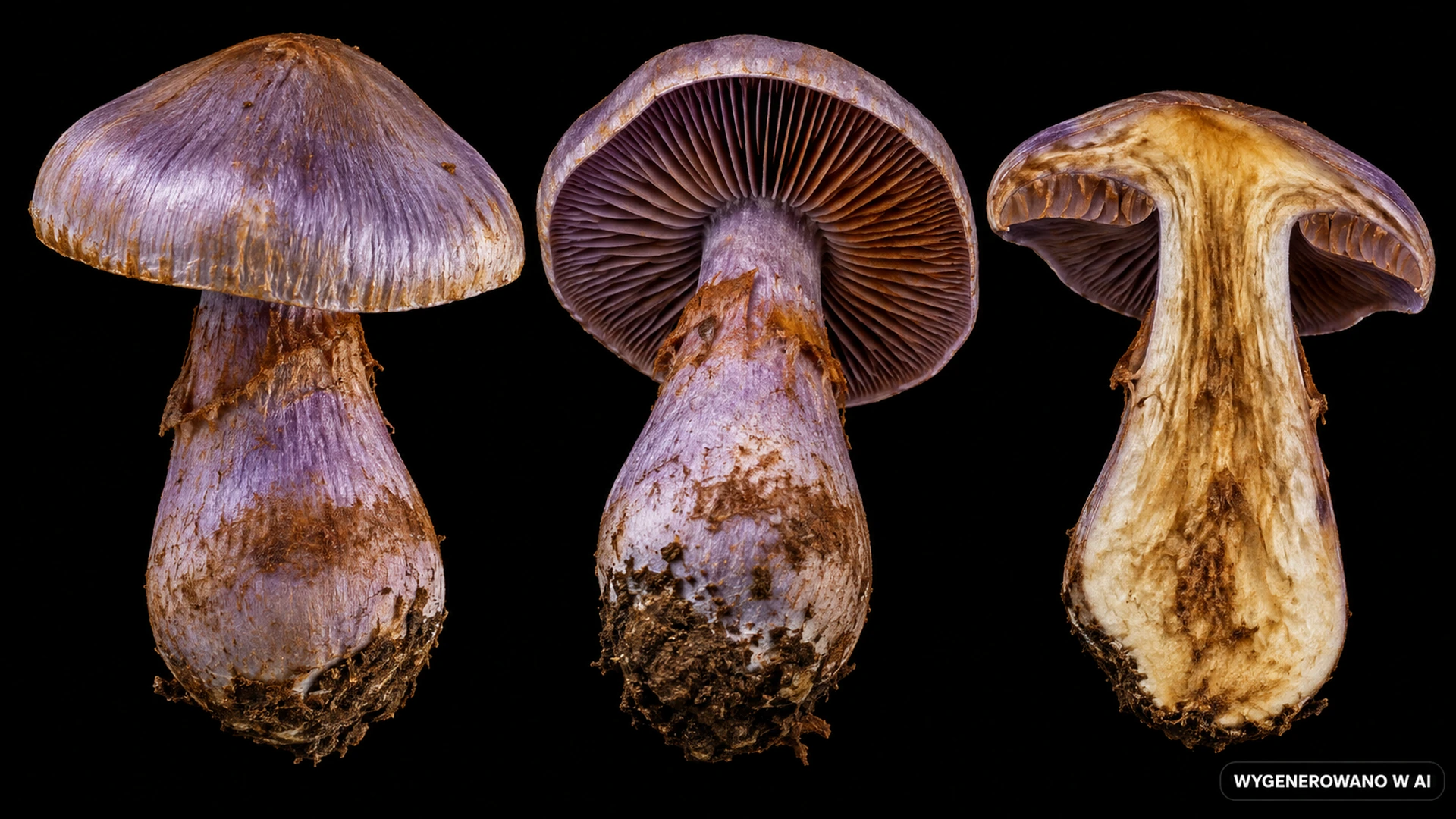 Zasłonak odrażający (Cortinarius traganus) na studyjnej planszy cech rozpoznawczych