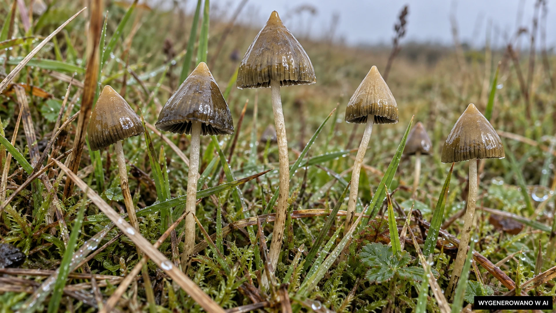 Grzyby halucynki - łysiczka lancetowata (Psilocybe semilanceata)